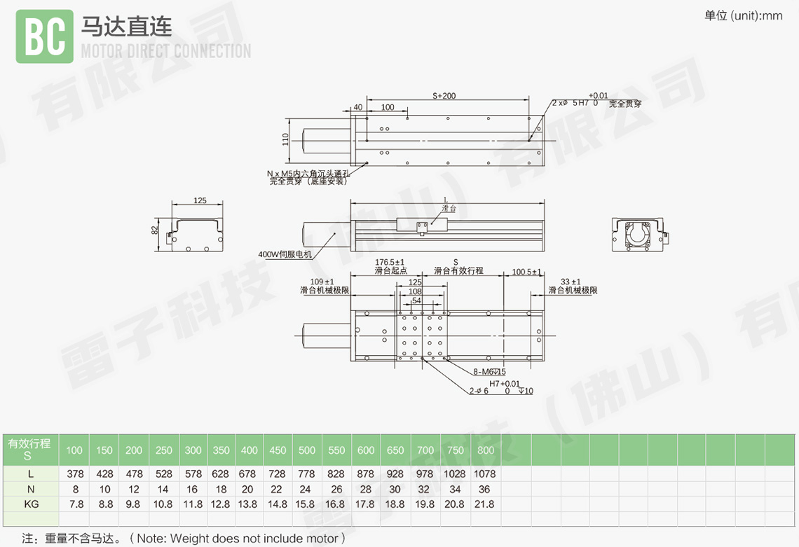 直线模组DE125尺寸